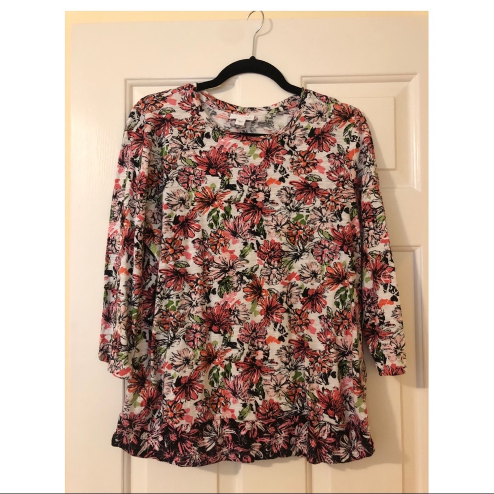 J Jill 3/4 sleeve Floral Top